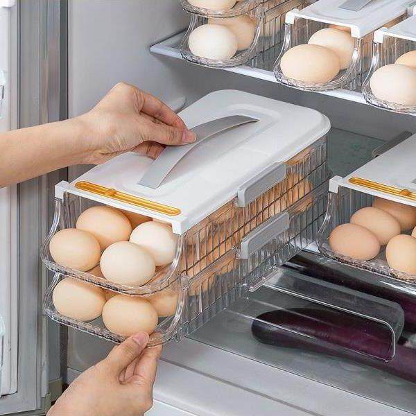 鸡蛋收纳盒冰箱专用食品级厨房保鲜整理盒侧门自动滚蛋补位鸡蛋盒,餐饮具,鸡蛋托,淘宝优惠券,粉丝福利购,淘宝优惠卷