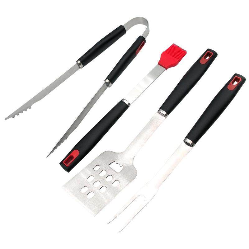 New 4pcs Barbecue Grill Tool Set Tong Brush Fork