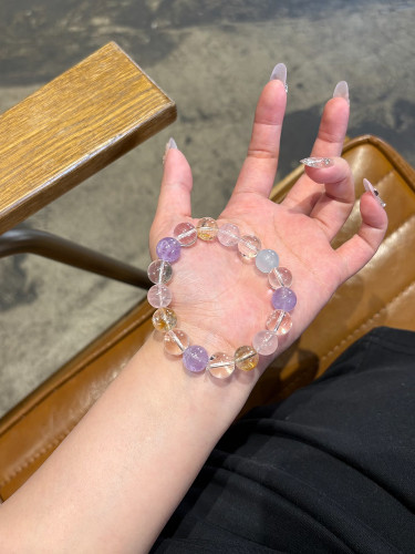 【多宝手串】天然海蓝宝白水晶薰衣草手串女简约时尚百搭清冷感礼