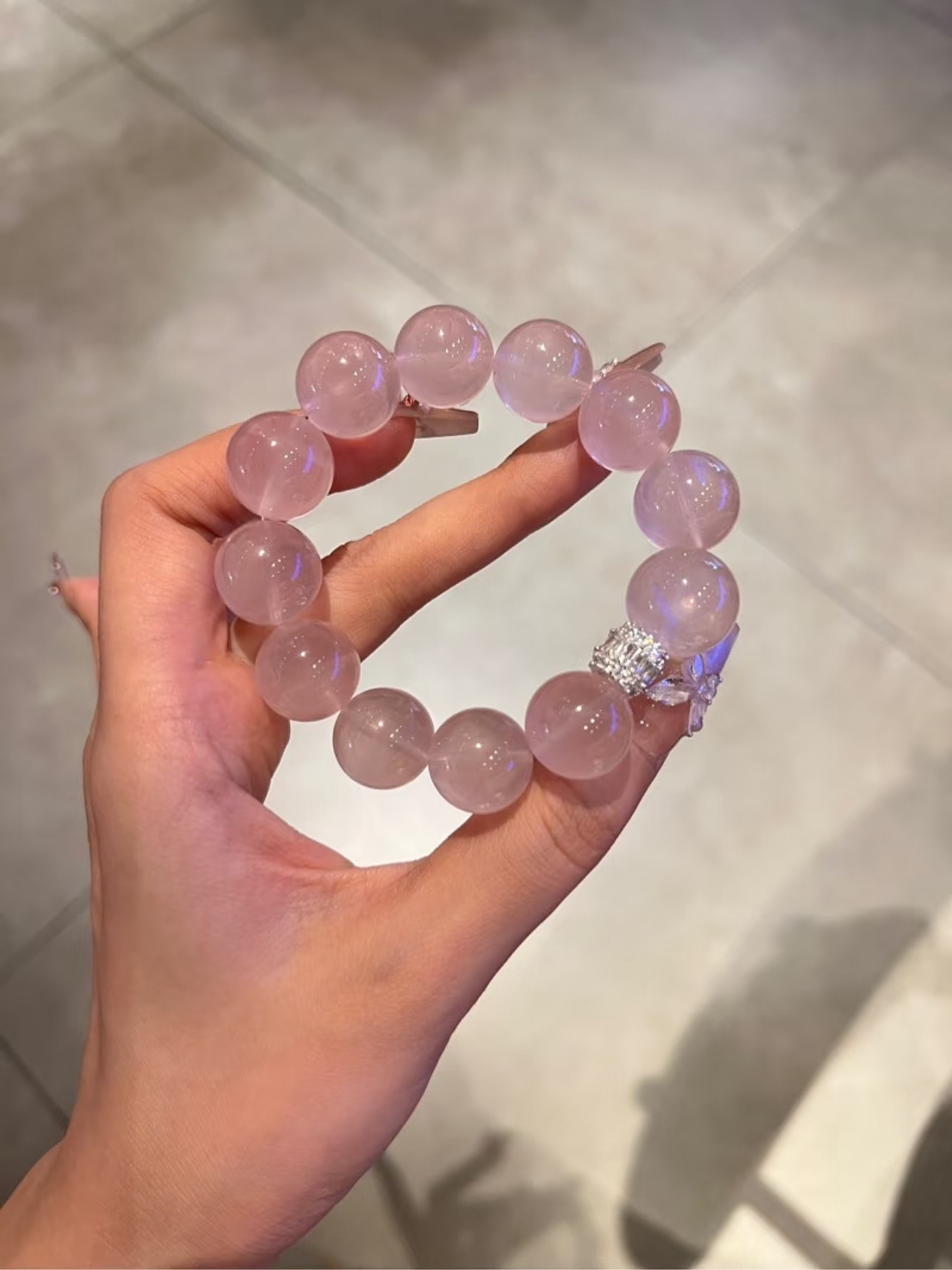 【大咪粉球球】天然粉晶小高品透润马粉手串单圈时尚转运礼物简约