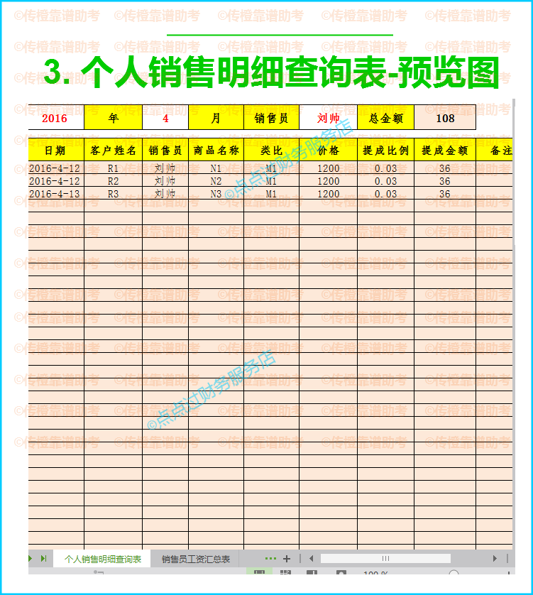 2020销售提成计算表销售人员工资计算表格财务自动计算excel报表