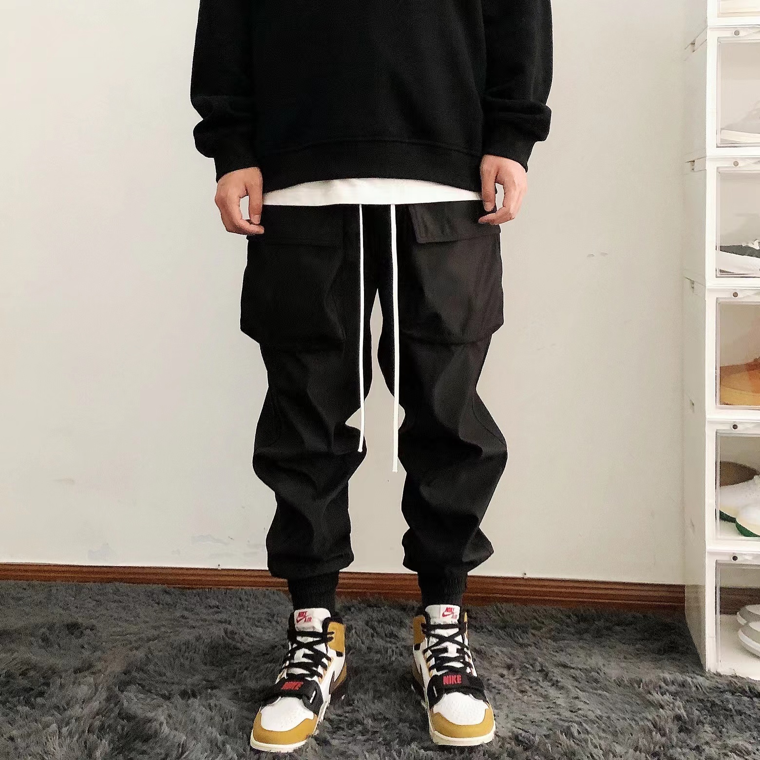 noburger工装裤高街机能束脚裤