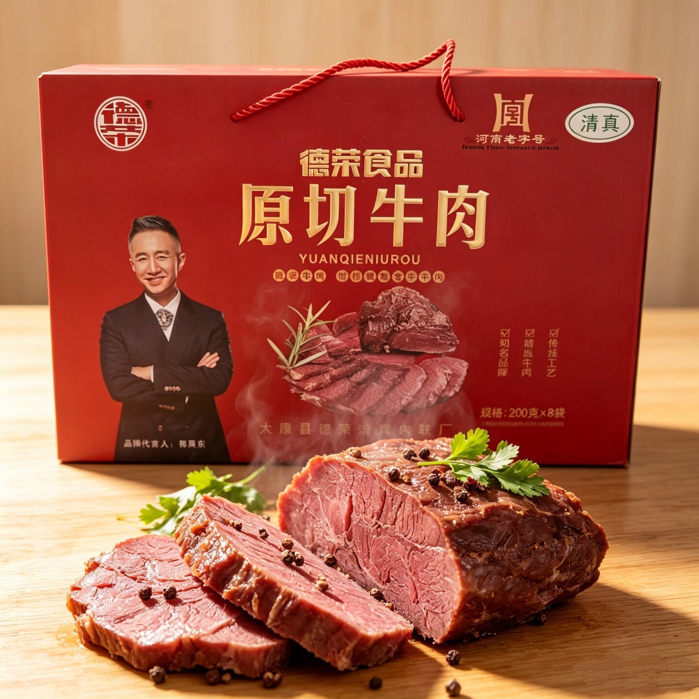 德荣牛肉河南特产原切牛肉五香酱卤传统大块真空即食清真礼盒装