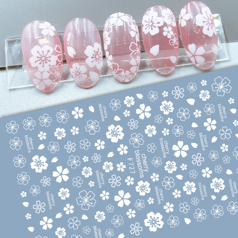 防水持久烫金色指甲贴花樱花包邮