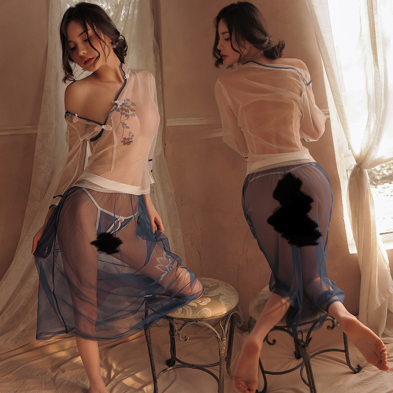 200斤加大码民国旗袍网纱透明睡裙胖妹妹火辣纯欲风女制服新婚娘