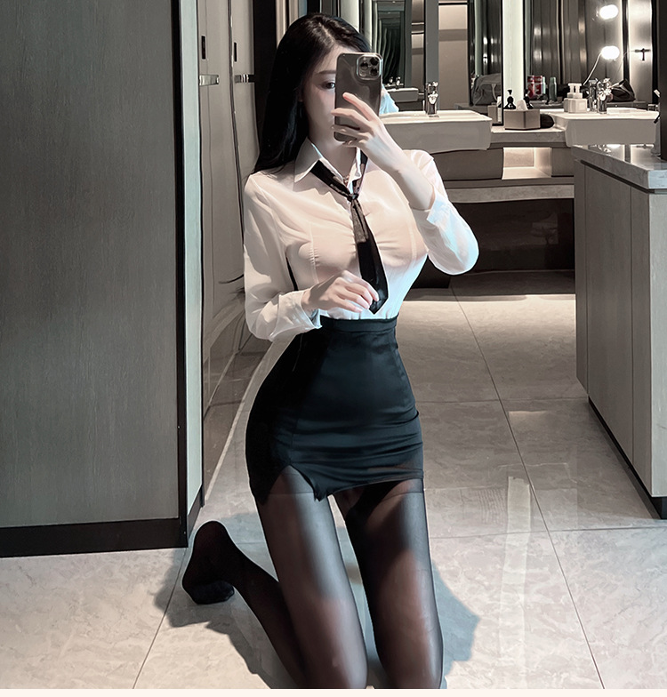 御姐风秘书成熟商务睡衣OL制服性感纯欲大码教师制服夏季高腰长袖
