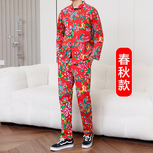2023年秋纯棉东北大花布衣服裤子