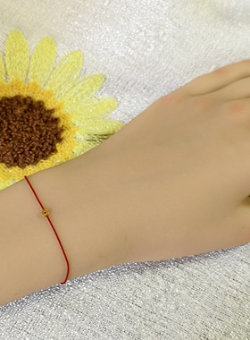 半宝阁 财源滚滚 18k真金钱币0.15蜡线极细款精致本命年红绳手链