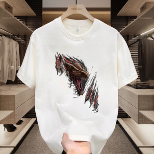 百搭大码 重磅纯棉圆领短袖 美式 休闲男装 夏季 体恤潮牌痞帅半袖 新款