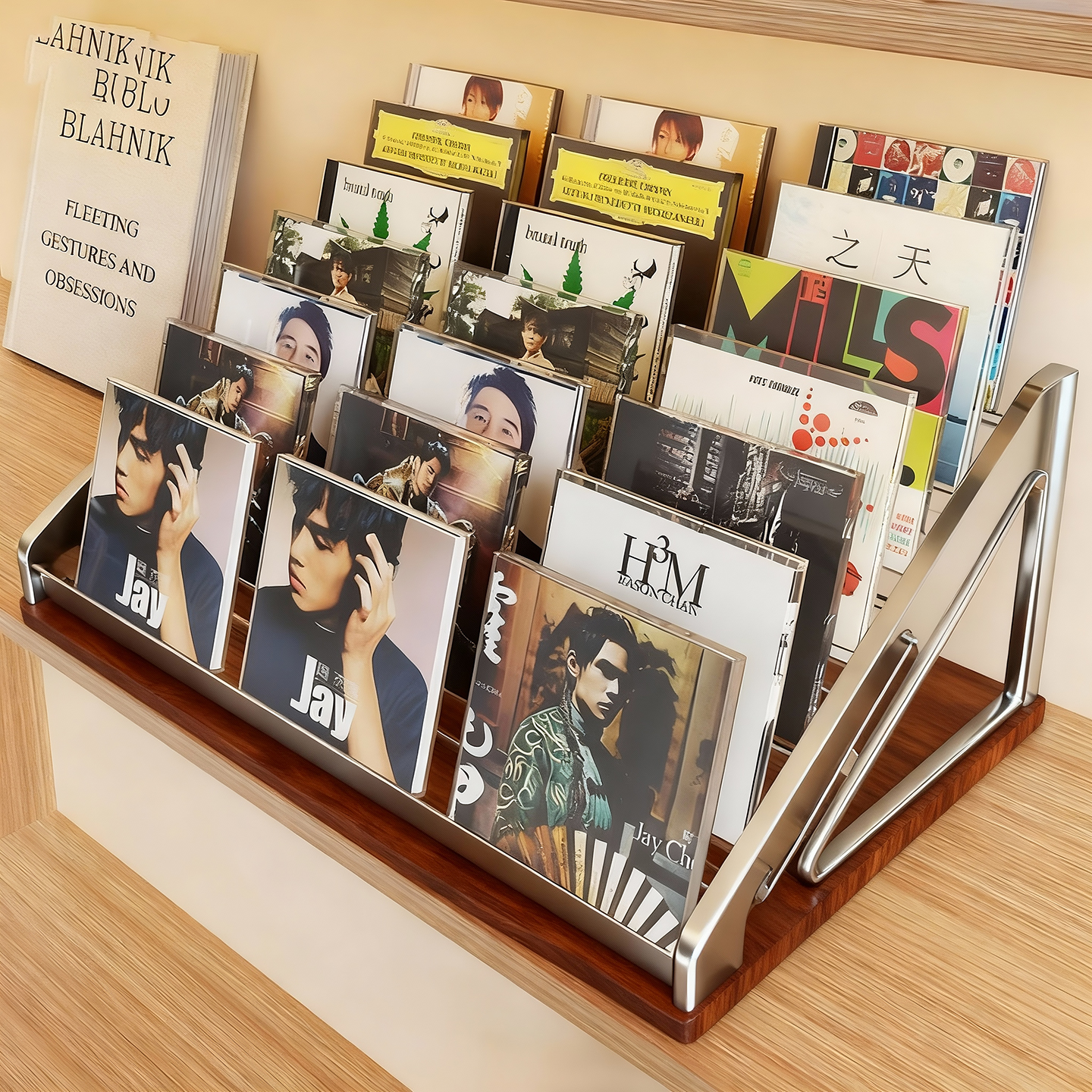 CD架桌面分格唱片置物架亚克力专辑碟片储物架光盘磁带收纳放置架