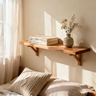 墙上分层置物架客厅壁挂层板展示架书房悬空书架一字搁板收纳挂架