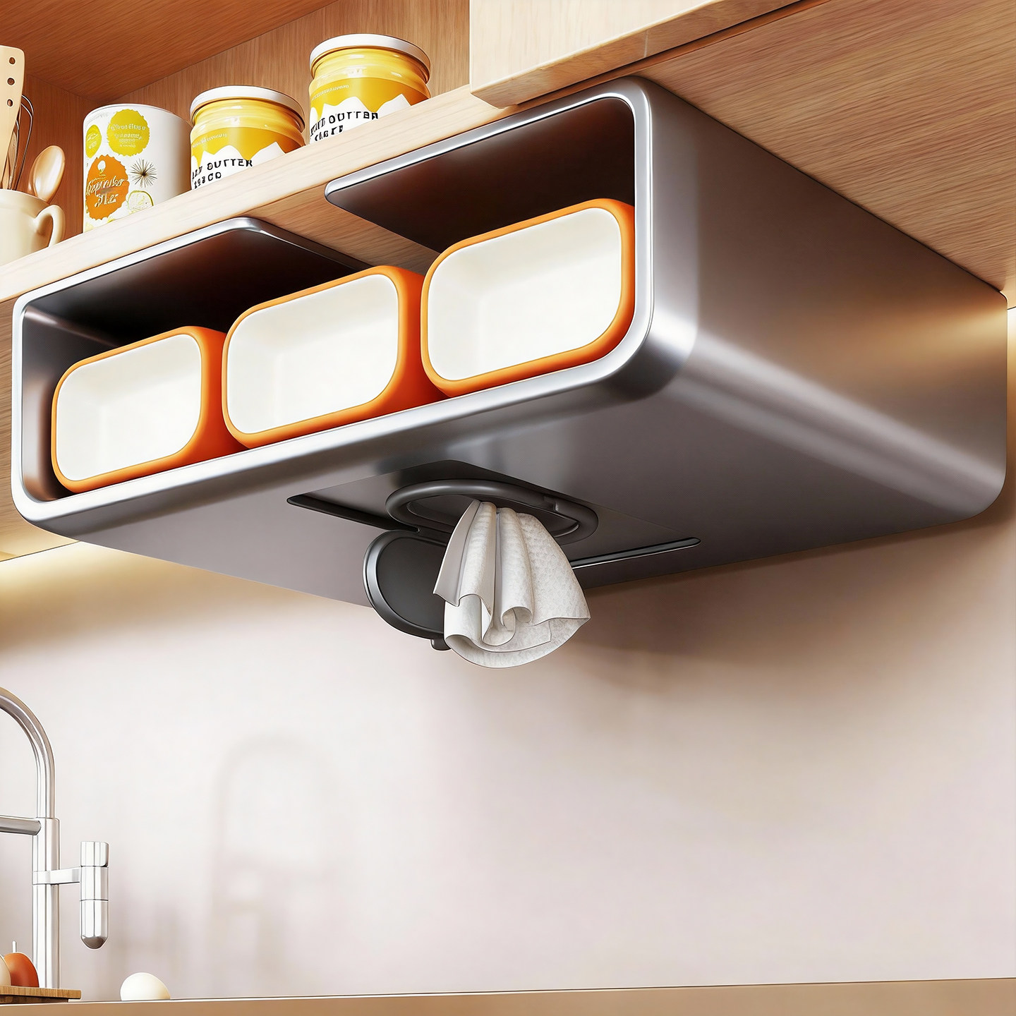 厨房柜下纸巾收纳架家用吊柜悬挂式抽纸架橱柜湿巾整理架子免打孔,收纳整理,纸巾架,淘宝优惠券,粉丝福利购,淘宝优惠卷