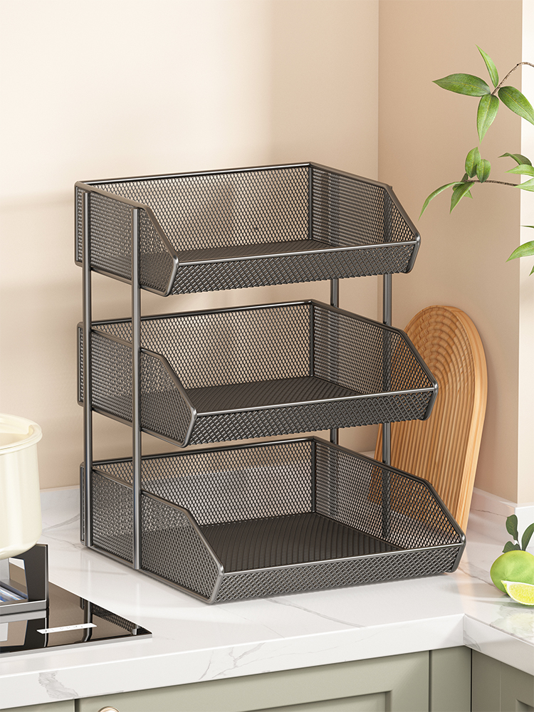 厨房台面蔬菜置物架桌面上储菜篮子灶台菜架子多层放水果蔬收纳筐