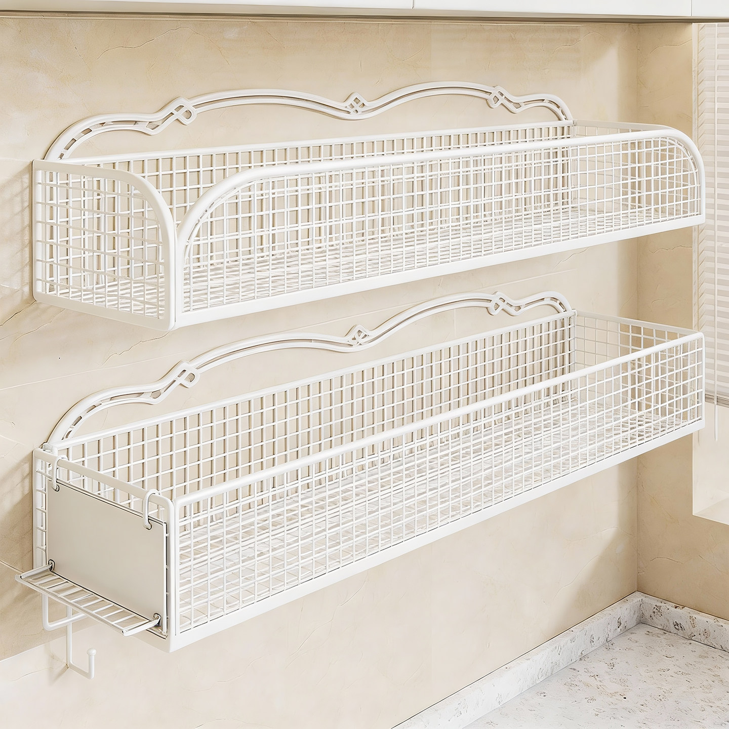 厨房免打孔收纳篮家用墙面葱姜蒜佐料置物架油盐酱醋保鲜膜整理架,厨房/烹饪用具,厨房置物架/置物柜/角架,淘宝优惠券,粉丝福利购,淘宝优惠卷