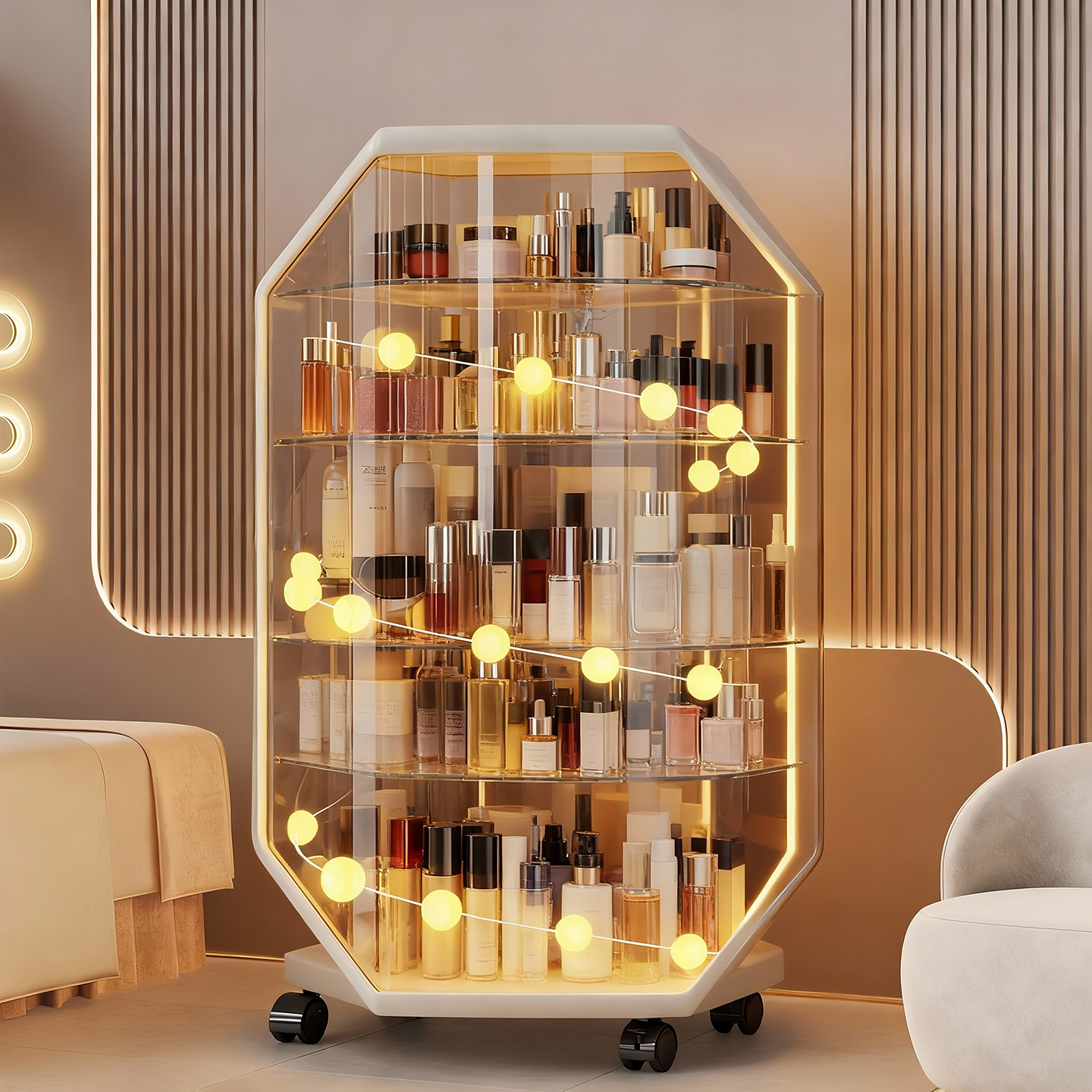 家用带轮可移动护肤品收纳桶大容量瓶瓶罐罐展示箱化妆品储物箱子,收纳整理,毛绒玩具收纳桶/箱,淘宝优惠券,粉丝福利购,淘宝优惠卷