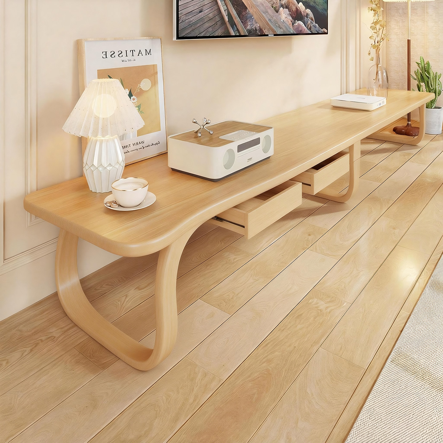 实木电视柜落地置物架液晶显示器增高架电视垫高底座支架一体收纳,住宅家具,电视柜,淘宝优惠券,粉丝福利购,淘宝优惠卷