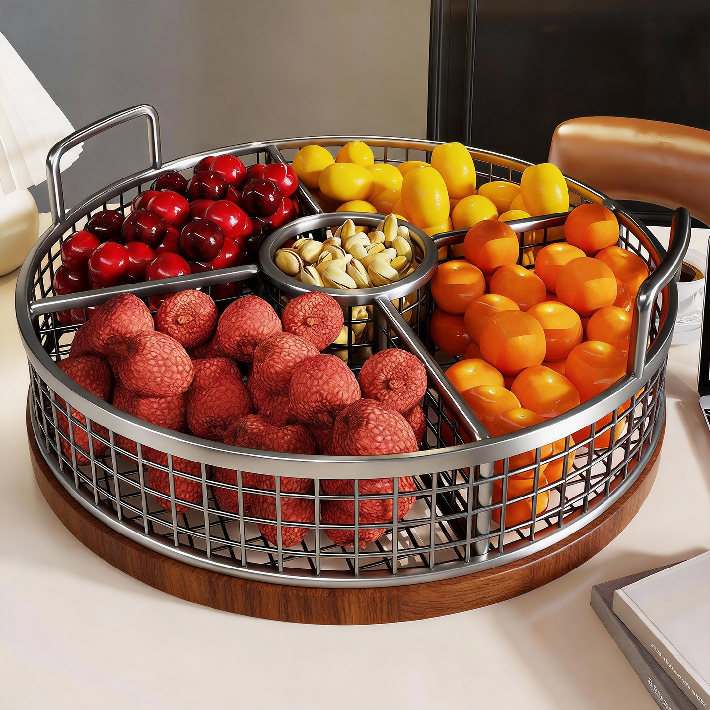 水果盘置物架茶几餐桌糖果干果零食分格点心盘家用水果瓜果沥水架