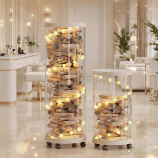 空瓶收纳桶透明大容量护肤品展示桶美容院化妆品瓶罐储物桶长圆筒