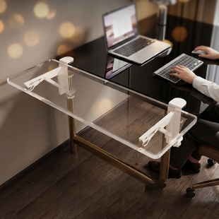 桌面延长板亚克力加宽延伸桌子面板可折叠电脑桌键盘托架手臂支架