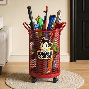 玩具枪收纳桶男孩刀剑水枪模型整理筐大容量儿童玩具置物桶可移动