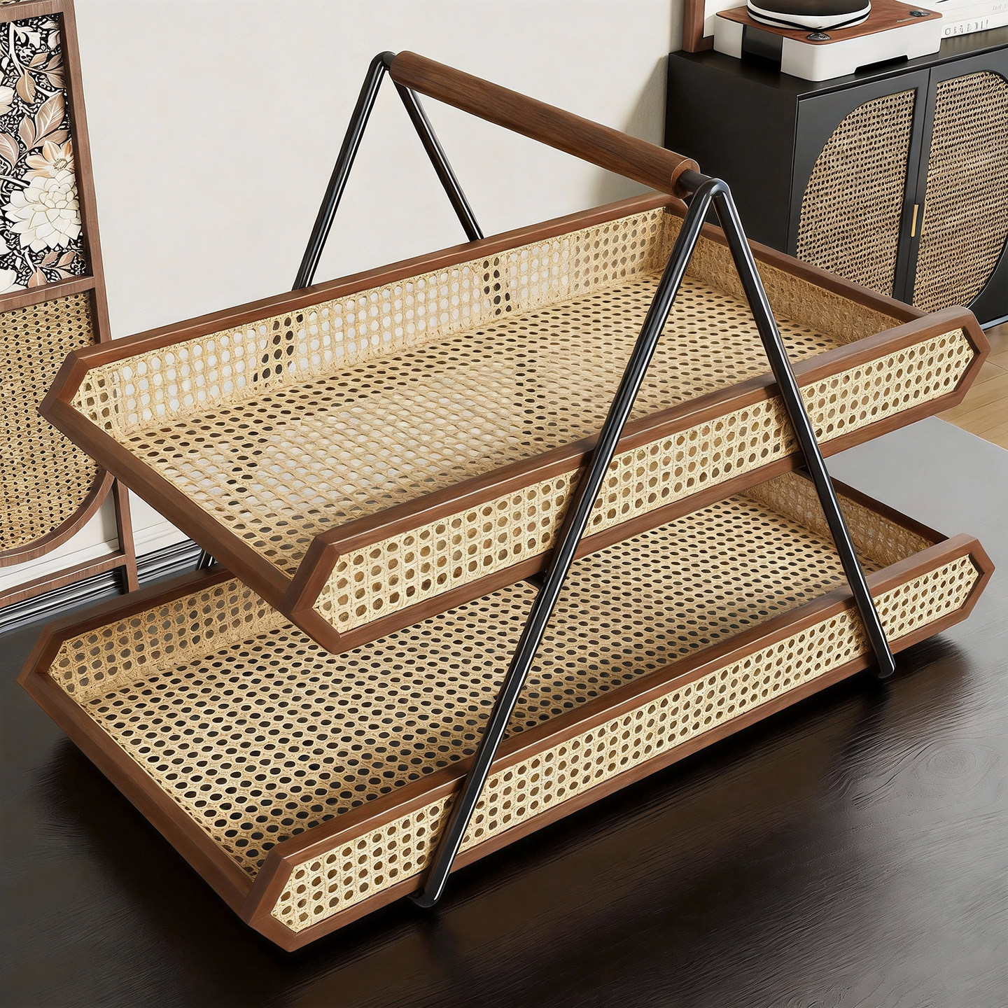 桌面水果盘客厅茶几高颜值轻奢瓜果干果摆放架多层零食糖果点心盘