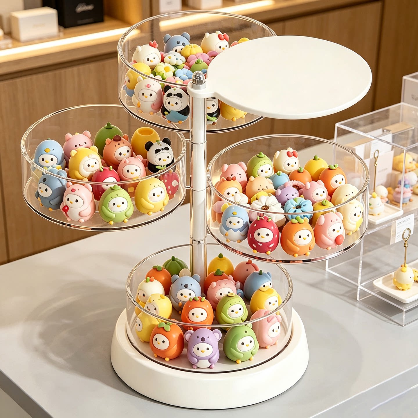 蚂蚁庄园小鸡展示盒旋转式收纳盒图片