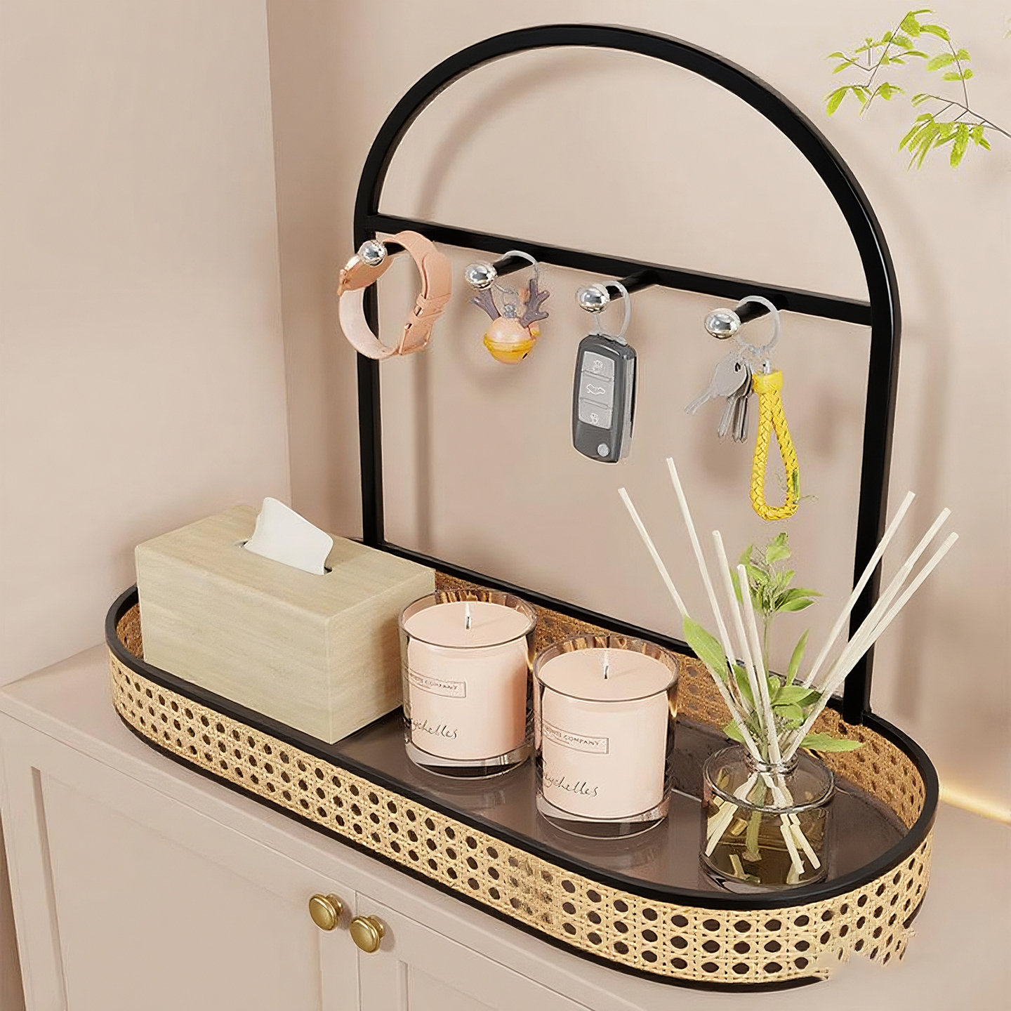 玄关钥匙展示架分层香薰收纳架