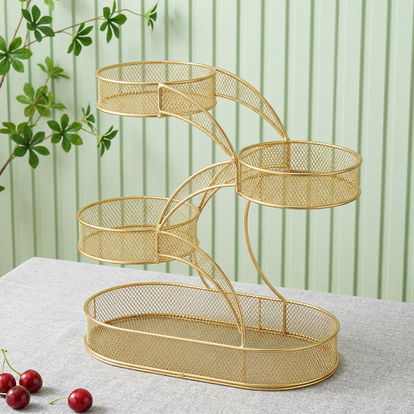 客厅水果盘茶几桌面瓜果零食收纳摆放架餐桌高档干果糖果点心盘