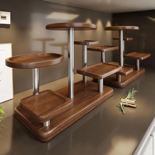 桌面中古风博古杯架茶水间多层紫砂壶茶杯展示架多功能茶具收纳架