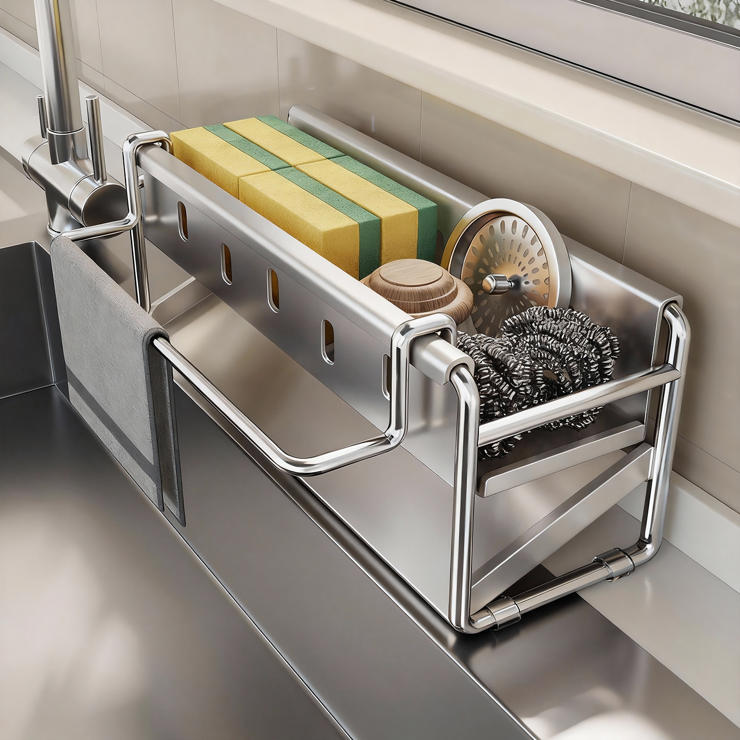 厨房沥水收纳多功能一体置物架