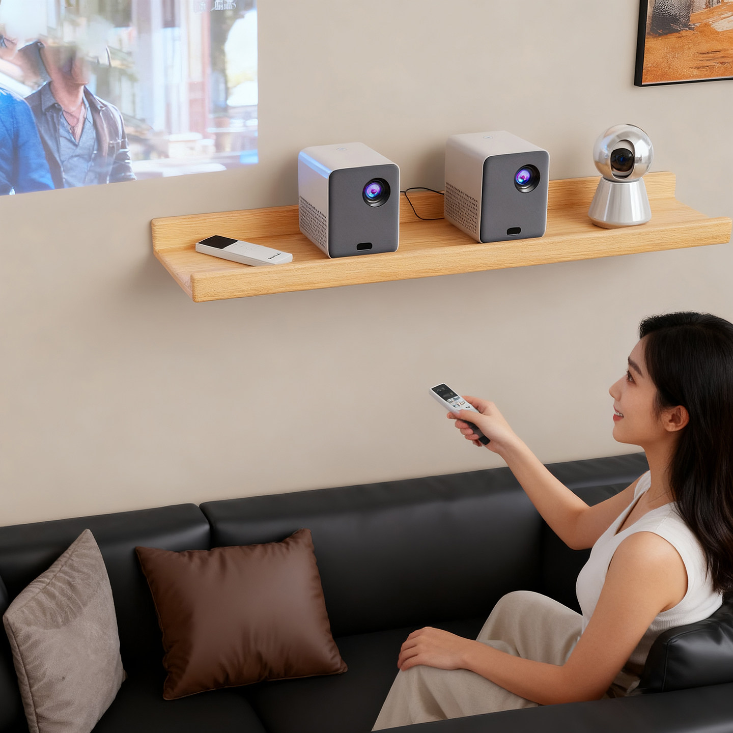 投影仪置物架家用客厅WiFi路由器支架墙上收纳架多功能摆件展示架