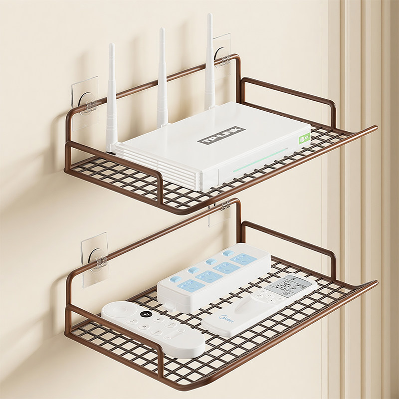 墙面路由器置物架多功能电视机顶盒放置架免打孔壁挂式WiFi收纳盒