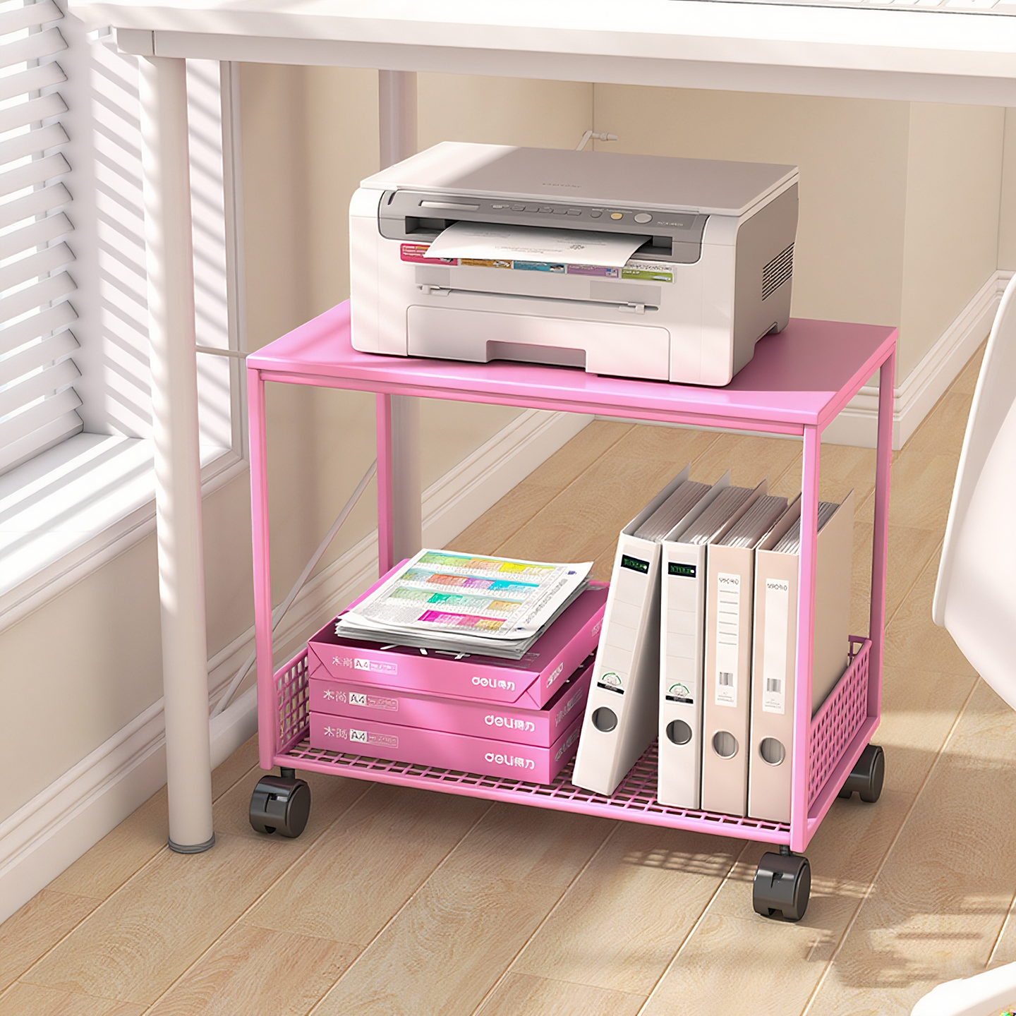 打印机置物架桌下可移动复印机架