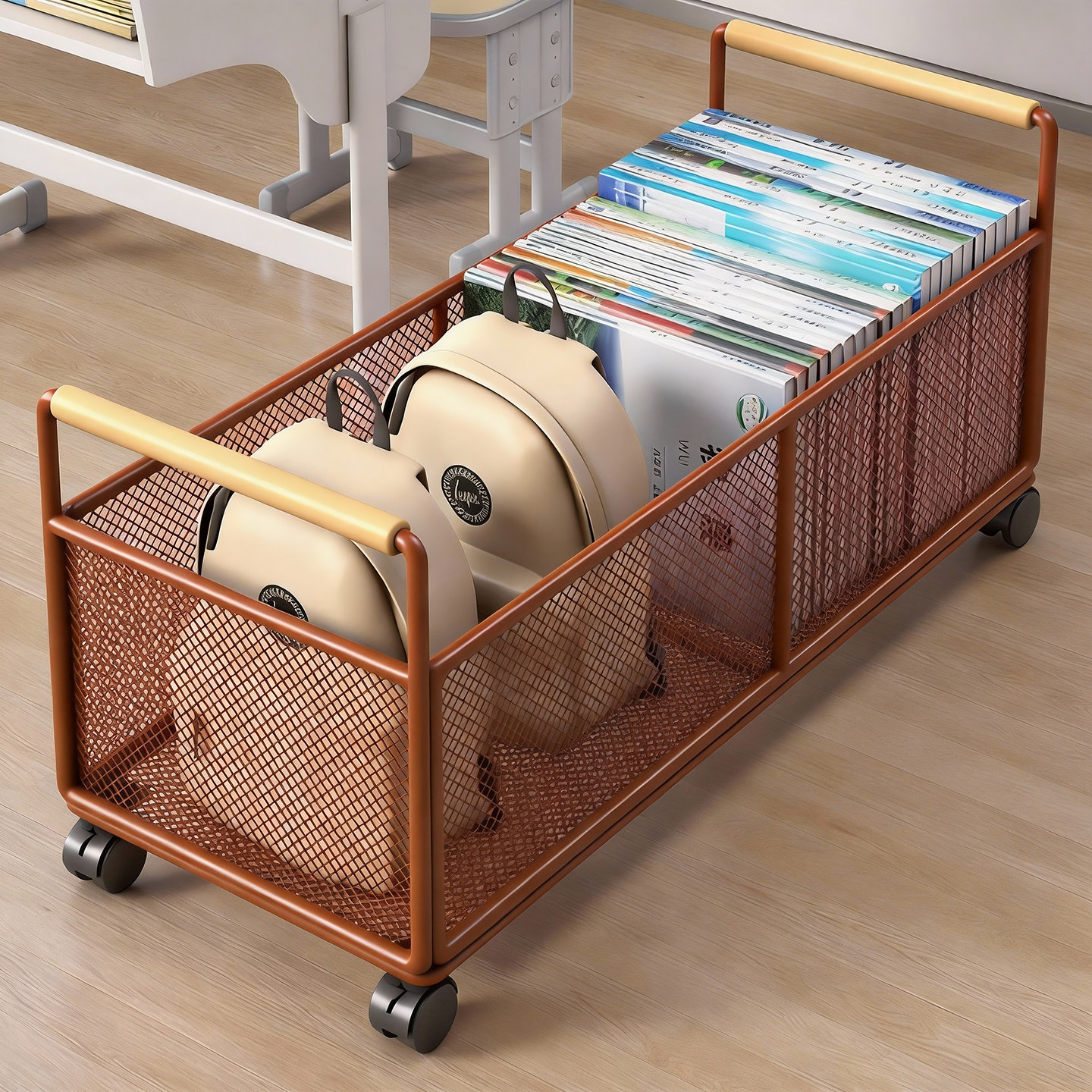 可移动书本收纳架教室桌下书包课本置物架大容量带轮书箱桌边书柜,住宅家具,书架,淘宝优惠券,粉丝福利购,淘宝优惠卷