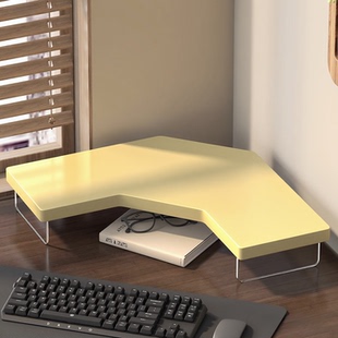 电脑显示器增高架工位桌面拐角三角式置物架家用多功能实木储物架