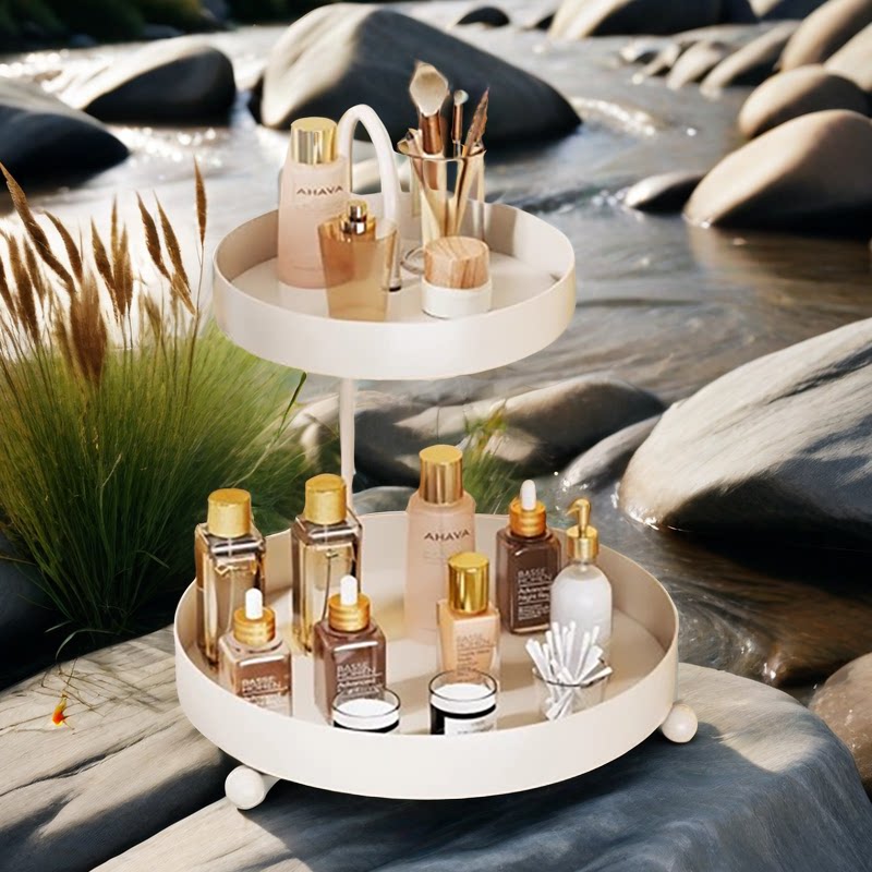 家用卫生间浴室洗漱台台面化妆品多层简易收纳架梳妆台桌面护肤品分层置物架厨房客厅餐桌双层零食糖果储物架