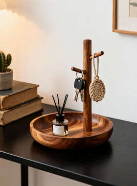 实木多功能玄关桌面首饰挂架摆件