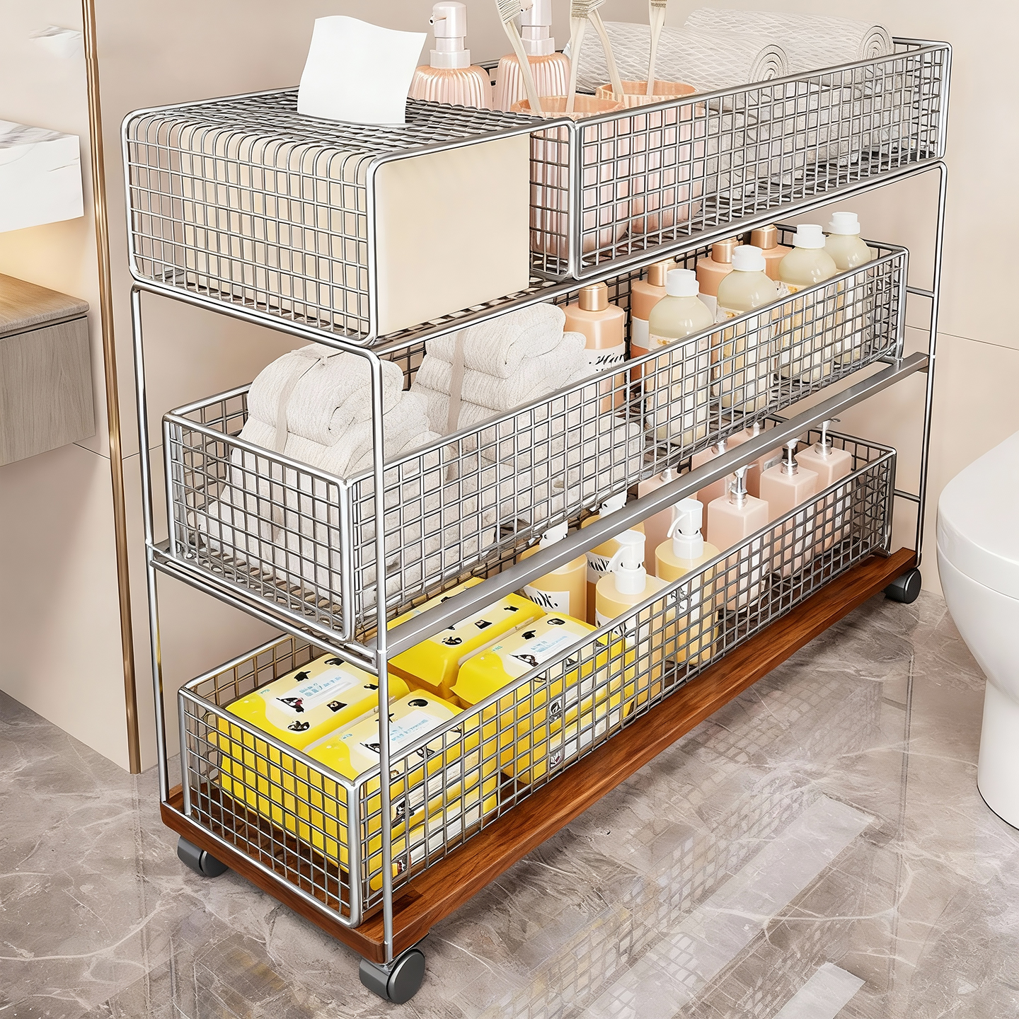 多功能多层浴室落地小推车