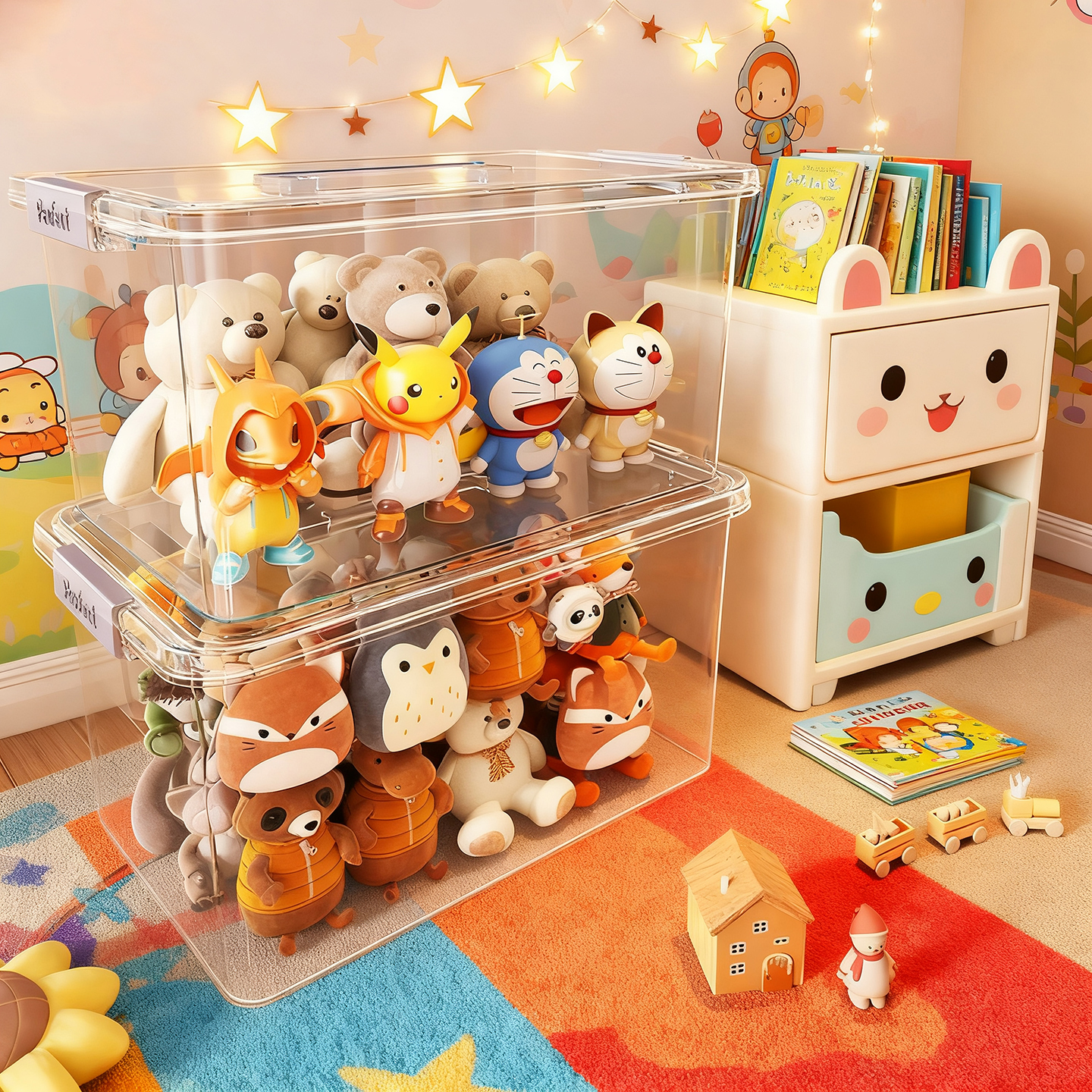 娃娃置物箱手提式乐高积木储物箱