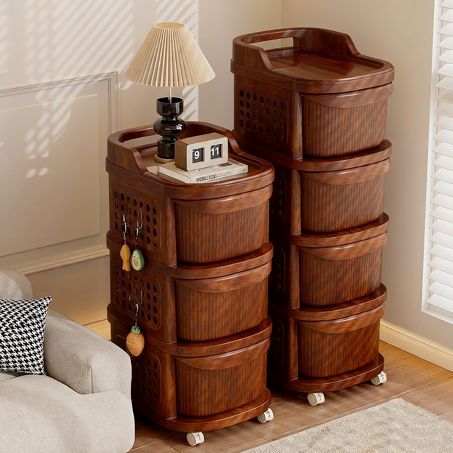 客厅落地带轮收纳柜小推车置物架