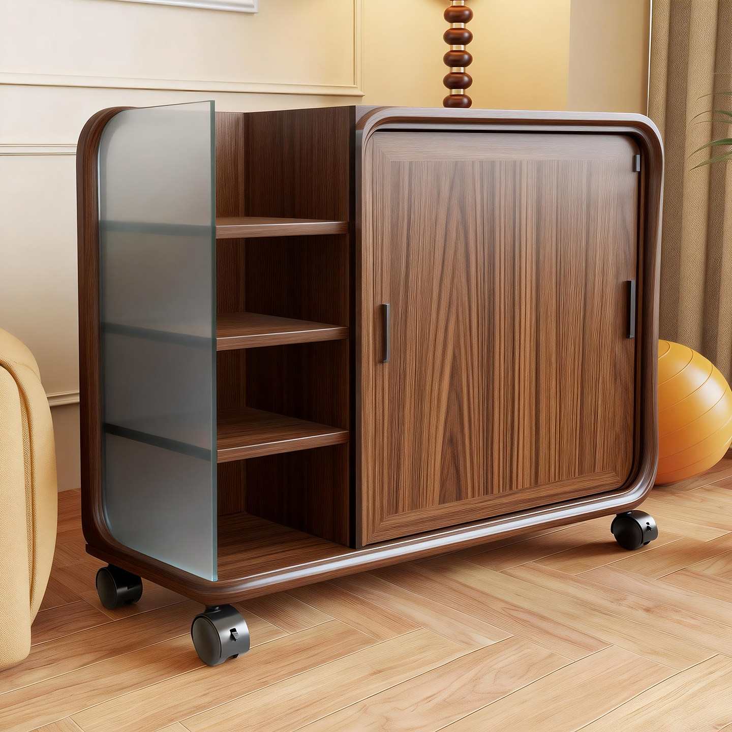 家用瑜伽垫收纳筐大容量运动器材分类储物筐带轮可移动球拍置物架,收纳整理,运动器材收纳用具,淘宝优惠券,粉丝福利购,淘宝优惠卷