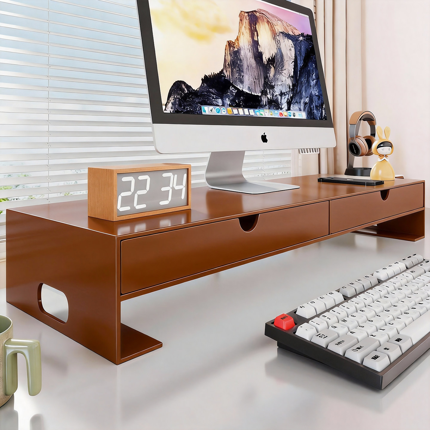 电脑增高架桌面台式电脑放置架办公室工位显示器带抽屉垫高支架,3C数码配件,笔记本多功能支架/桌,淘宝优惠券,粉丝福利购,淘宝优惠卷