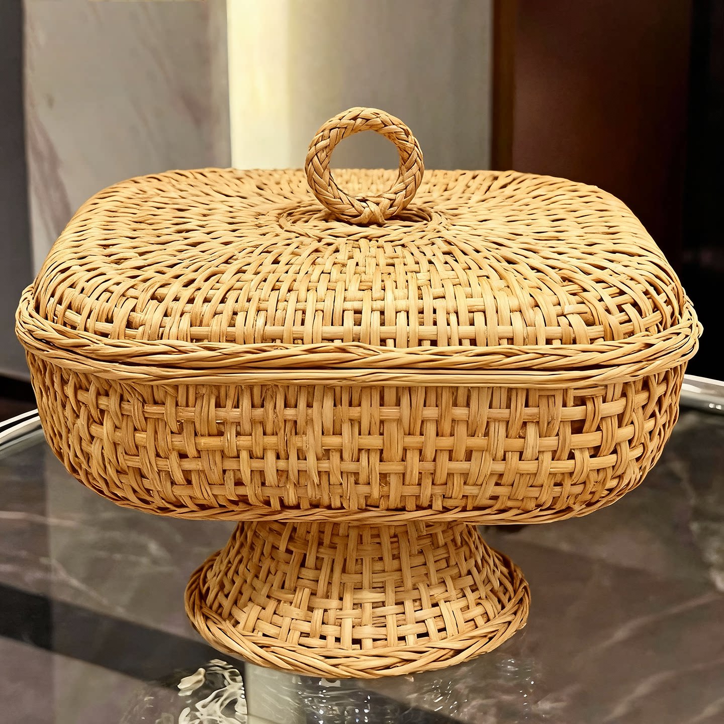 高颜值水果盘家用客厅餐桌瓜果沥水盘干果零食带盖收纳糖果点心盘