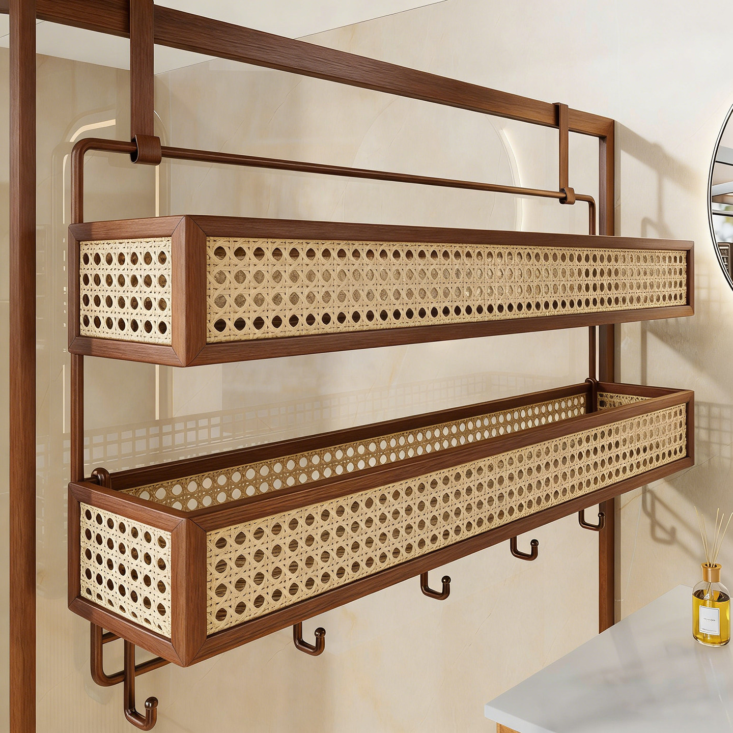 浴室置物架冲凉室门后免打孔洗发水沐浴露收纳沥水筐多层储物架子