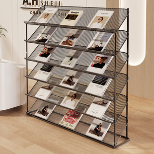 落地杂志架办公室报刊展示架分层书架书刊宣传册整理架铁艺收纳架