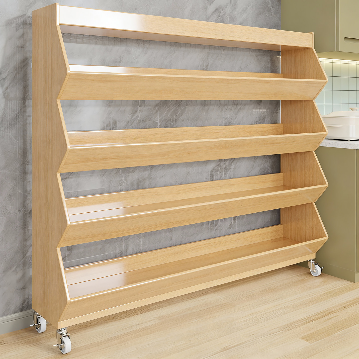 超市前台落地多层饮料收纳柜便利店货架展示架子可移动零食储物架