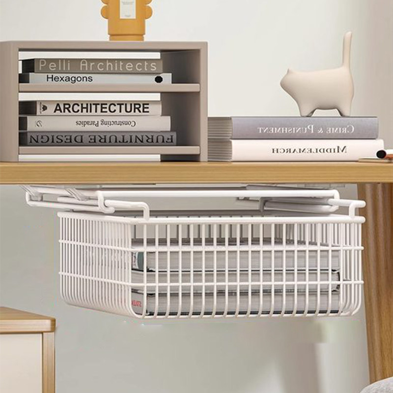 办公室桌下抽屉式收纳挂篮书桌下免打孔收筐衣柜分层隔板桌面整理