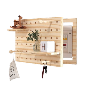 洞洞板改造创意置物架配电盒遮挡壁挂画框北欧实木电表箱装饰画