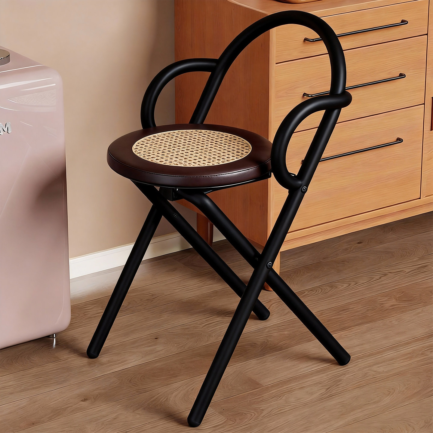 复古折叠凳家用藤编餐椅家用阳台休闲椅小户型吧台椅中古靠背马扎,住宅家具,折叠凳/马扎,淘宝优惠券,粉丝福利购,淘宝优惠卷