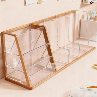 文件收纳架工位台面办公用品整理架桌上书架资料架文具分格置物架